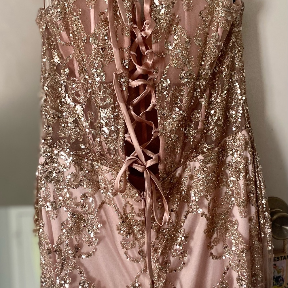 Gold Strapless Sequin Gown for Brides - Picture 5 of 11